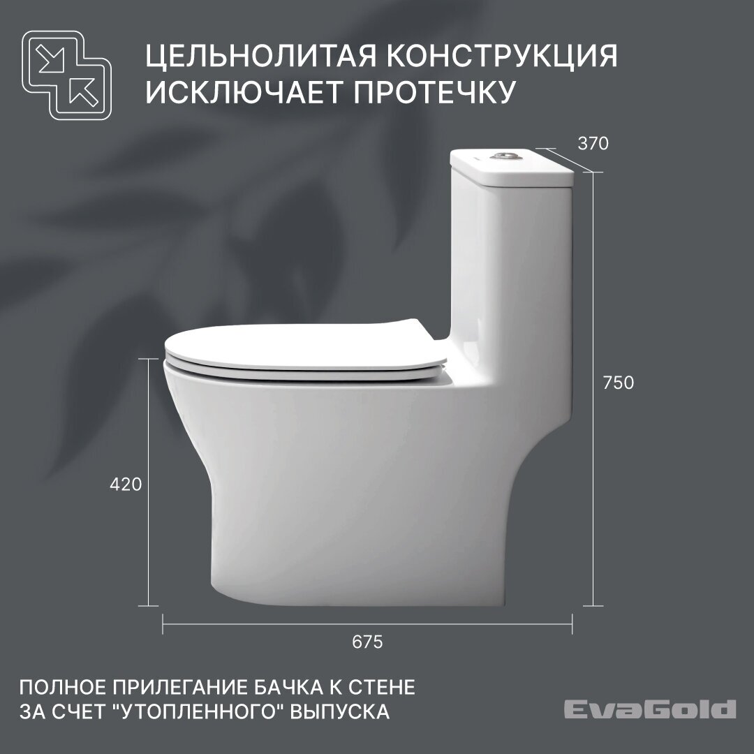 Унитаз напольный моноблок EvaGold SM9618 с гофрой и подводкой