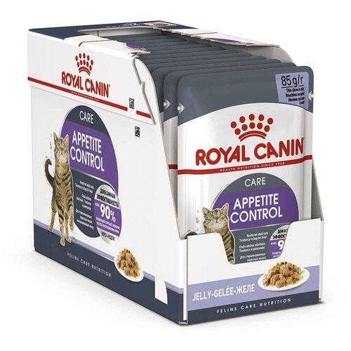 Влажный корм для стерилизованных кошек Royal Canin Care Appetite Control Care 12 шт. х 85 г (кусочки в желе) 3шт 400гр royal canin сухой корм для взрослых кошек appetite control care предрасположенных к набору лишнего веса 1200 г