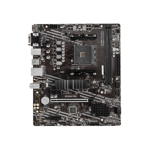 фото Материнская плата matx msi b550m pro (am4, amd b550, 2*ddr4 (4600), 4*sata 6g raid, 3*pcie, glan, 7.1ch, vga, hdmi, dp, 5*usb 3.2, 4*usb 2.0) rtl