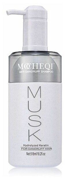 Mocheqi Musk шампунь Keratin Anti Dandruff с гидролизованным кератином и маслом жожоба для чувствительной кожи, 518 мл