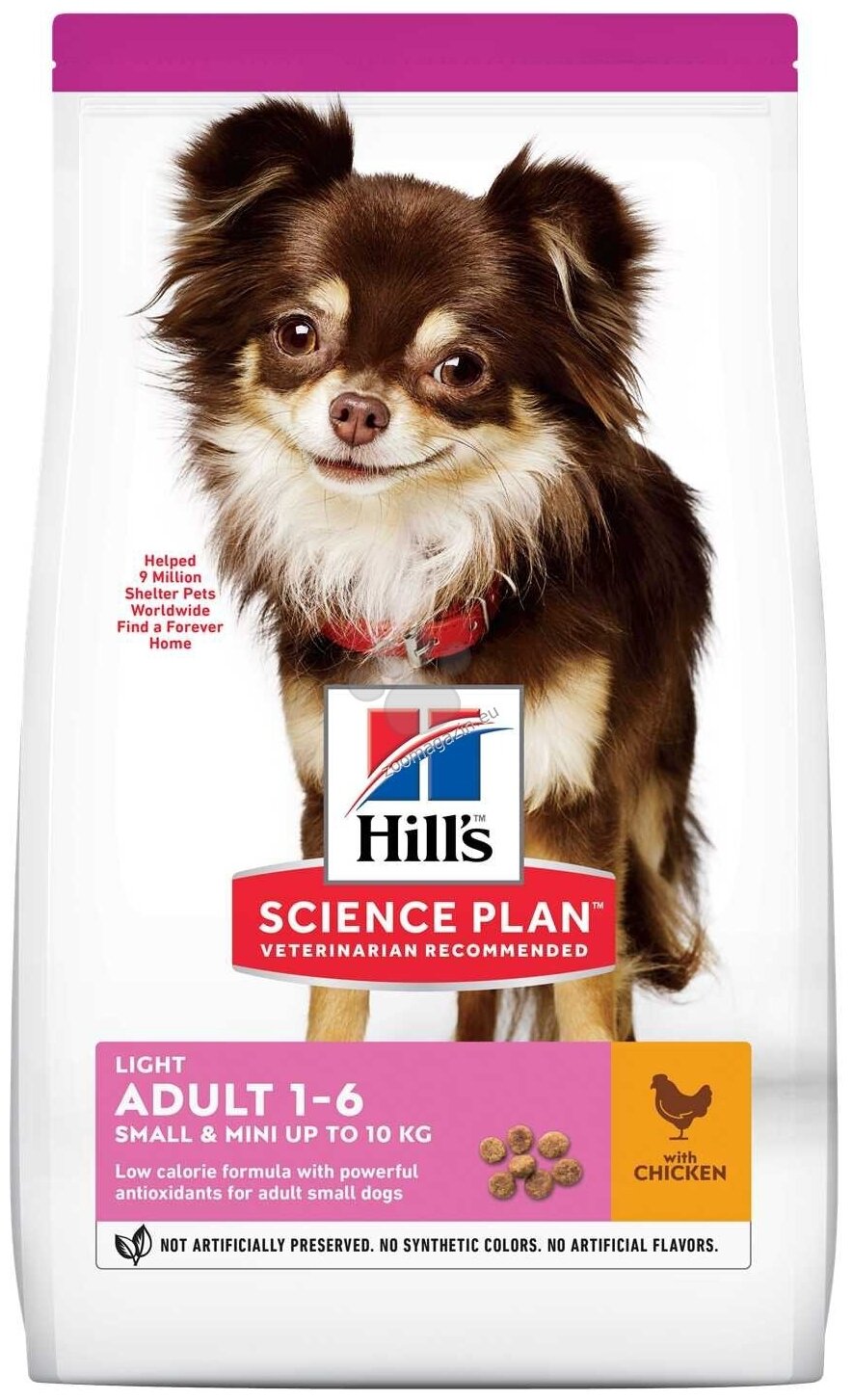 Сухой корм Hill's Science Plan Light для собак мелких пород для поддержания здорового веса, с курицей и рисом 1,5 кг