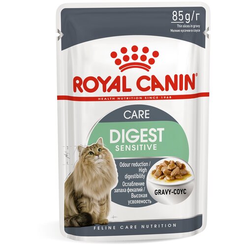 royal canin digest sensitive кусочки в соусе для кошек с чувствительным пищеварением 85 гр 2 уп корм для кошек Royal Canin Digest Sensitive, при проблемах с ЖКТ, при чувствительном пищеварении 85 г (кусочки в соусе)