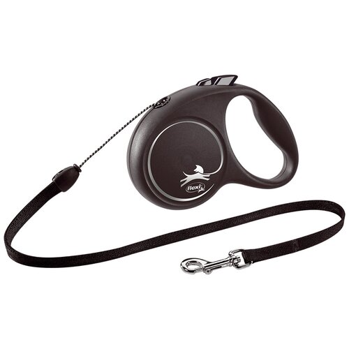 Поводок-рулетка для собак Flexi Black Design M тросовый 5 м серый поводок рулетка для животных синий 5 метров