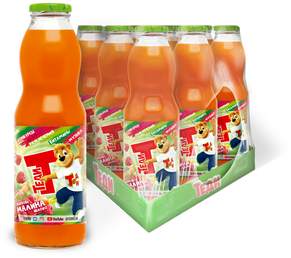 Напиток сокосодержащий Теди Морковь-Яблоко-Малина 9 штук по 750 мл. - фотография № 2