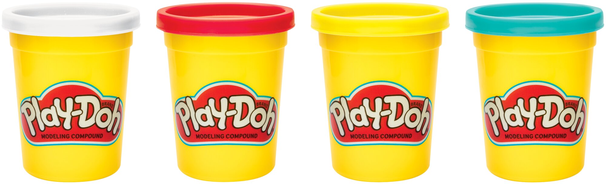 Набор для лепки из пластилина Play-Doh 4 банки в асс фиолетовый зеленый розовый голубой - фото №1