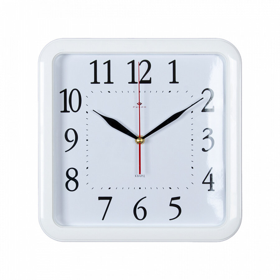 Часы настенные Рубин квадратные 29х29 см, корпус белый "Классика" (7667-88)