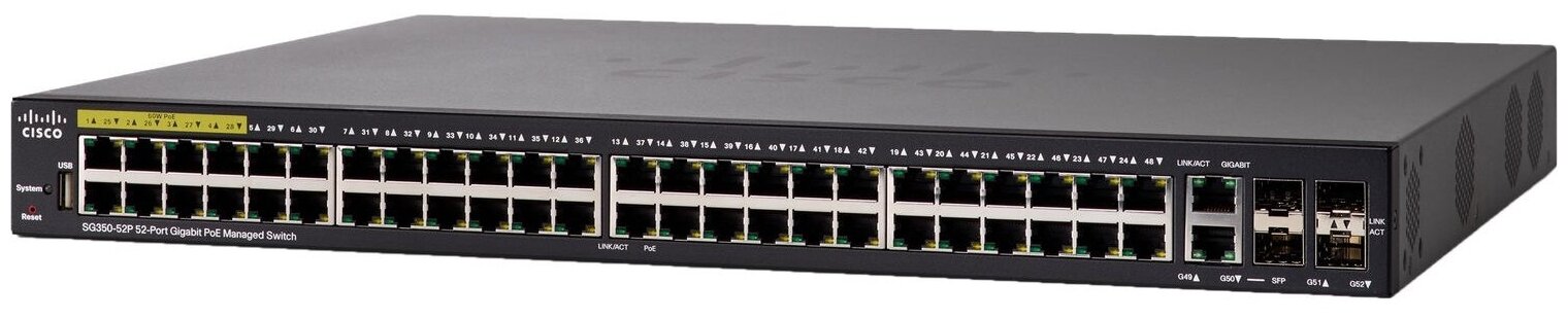 Cisco SB SG350-52P-K9-EU Коммутатор 52-port Gigabit PoE Managed Switch