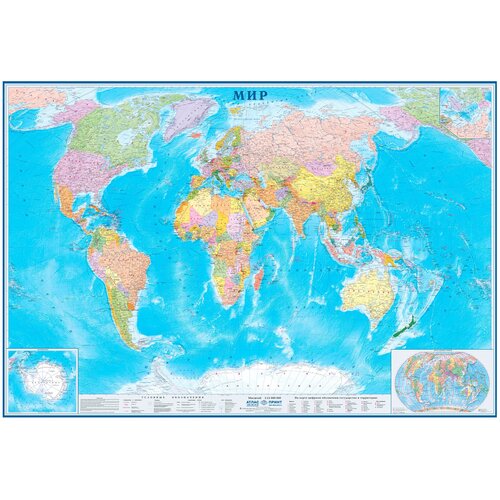 Атлас Принт Карта Мира политическая (4607051070189), 160 × 158 см настенная политическая карта мира масштаб 1 34 млн