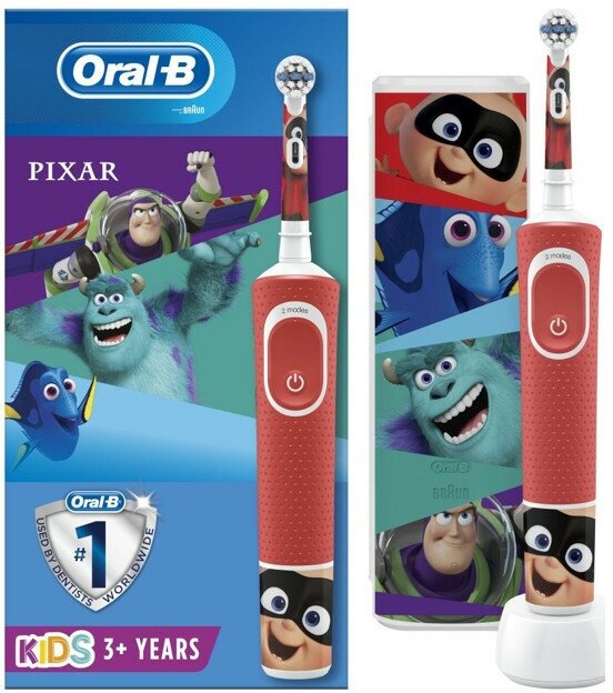 Щетка зубная электрическая ORAL-B Pixar D100.413.2KX красный - фотография № 1