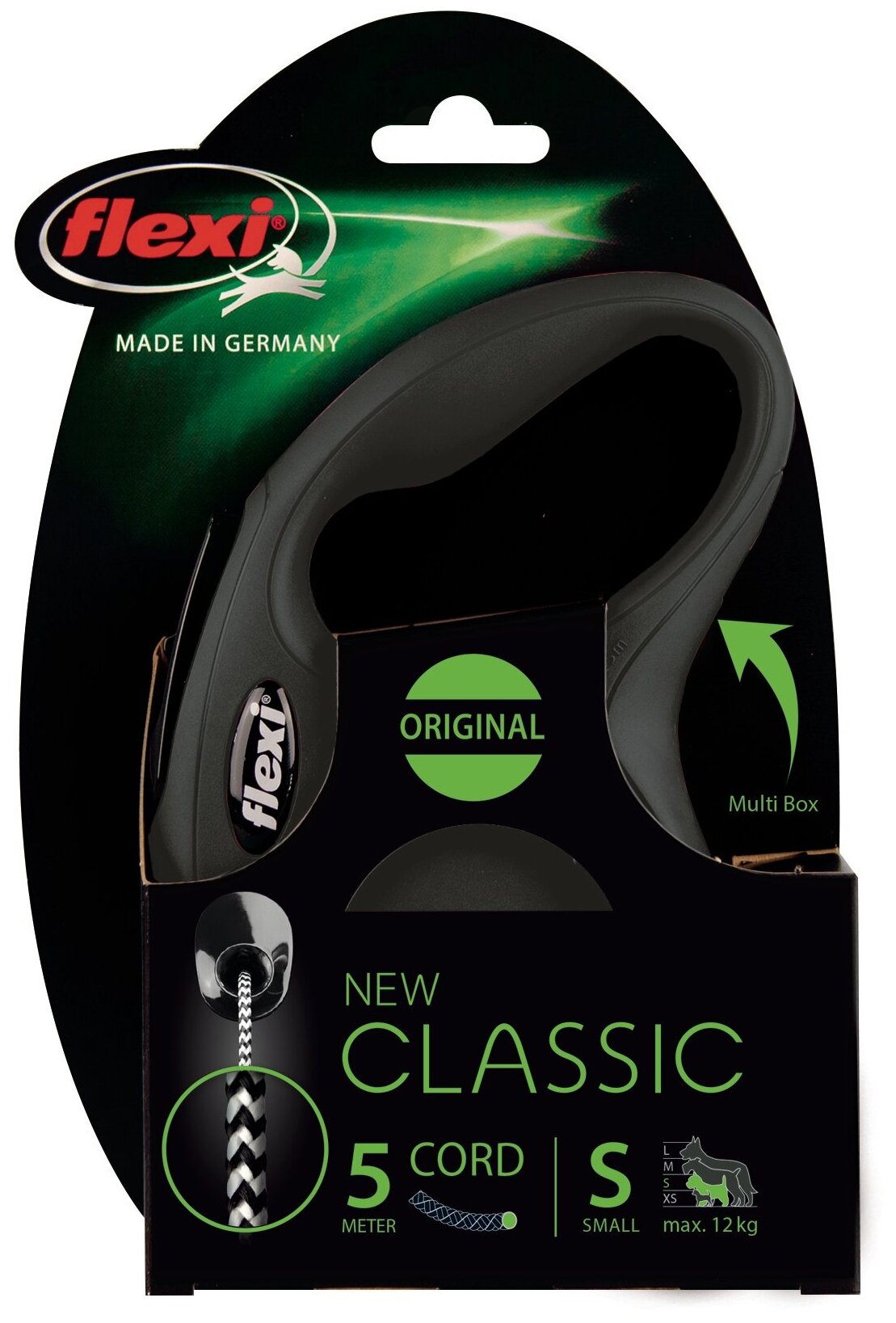 Рулетка для собак Flexi New Classic S, до 12 кг, цвет: черный, 8м - фото №3