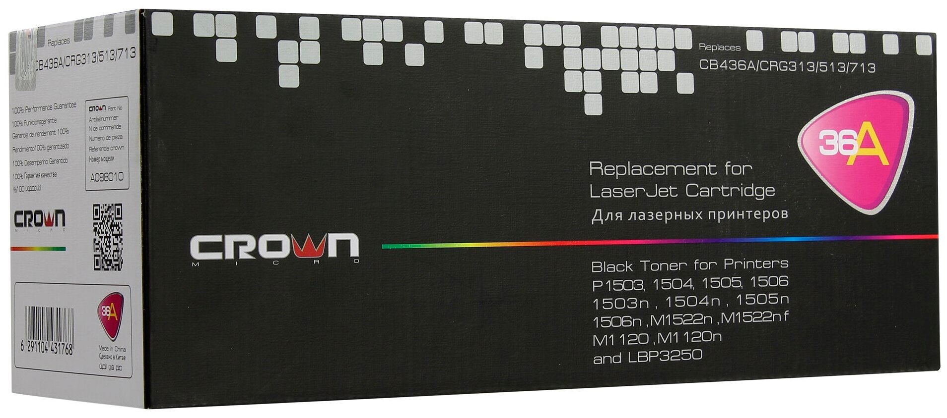 Картридж CROWN MICRO CB436A, 2000 стр, черный