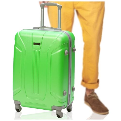 фото Хороший чемодан на колесах недорого маленький тевин, лайм (светло-зеленый) 0043, размер s+, 52 л tevin