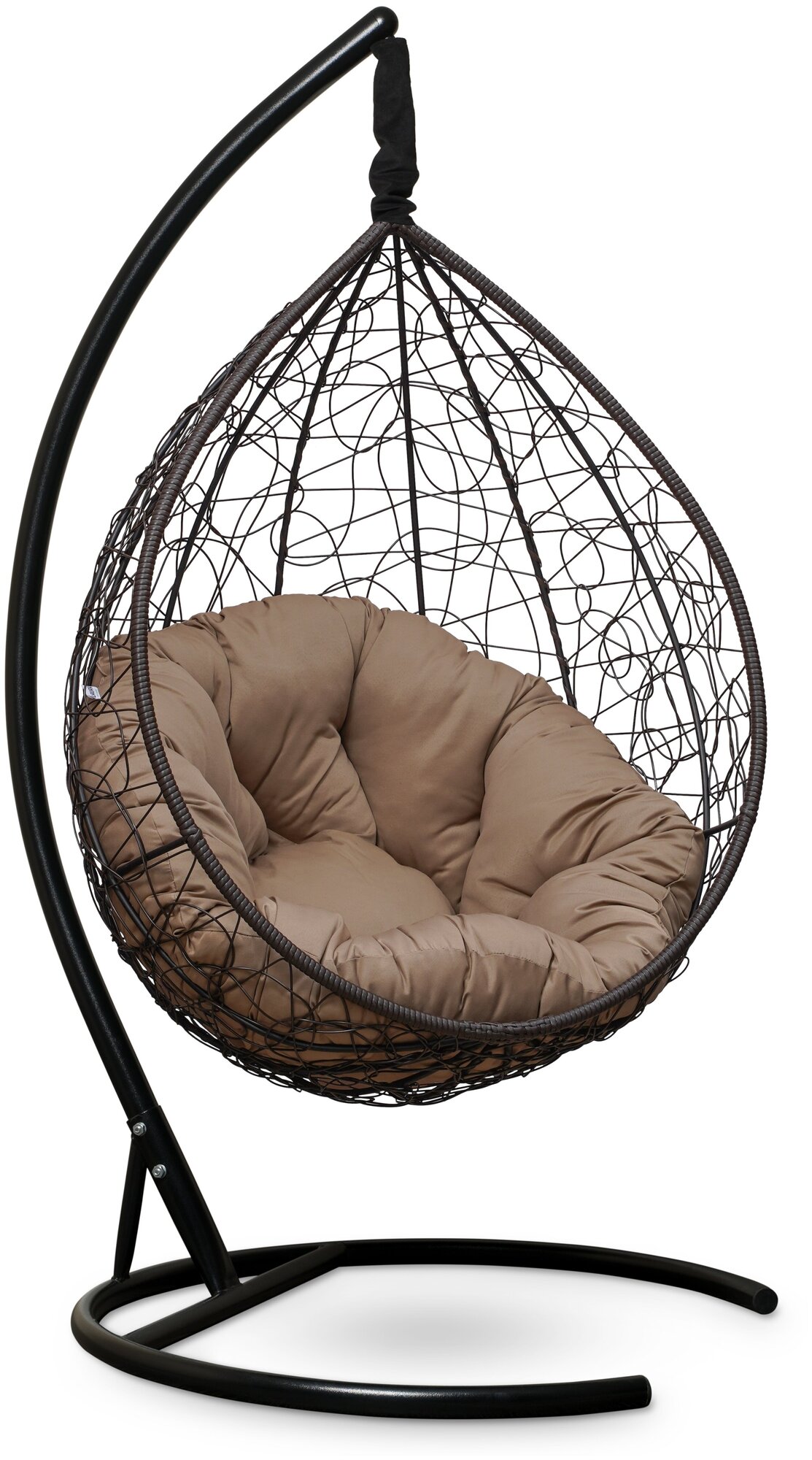 Подвесное кресло-кокон SEVILLA VERDE коричневый + каркас (бежевая подушка)