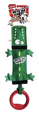GiGwi, серия BITE ME HARD, игрушка для собак Крокодил на веревке, с ручкой и пищалкой, 51 см - фотография № 1