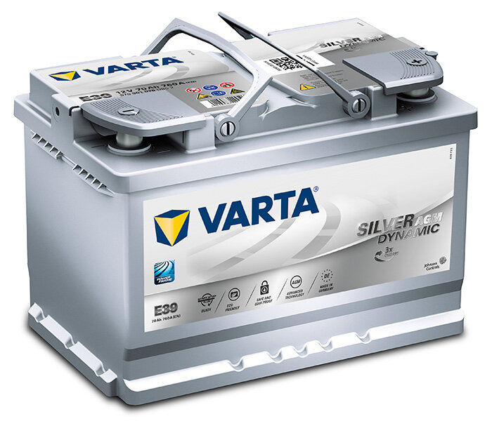 Аккумулятор автомобильный Varta Silver Dynamic AGM E39 6СТ-70 обр. 278x175x190