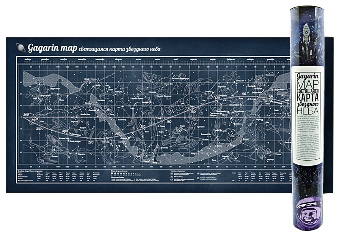 Карта звездного неба школьная светящаяся / Плакат на стену для детей / Постер в школу
