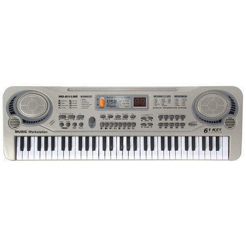 Синтезатор Джаз с дисплеем, 61 клавиша, цвет серебристый 2534123 .