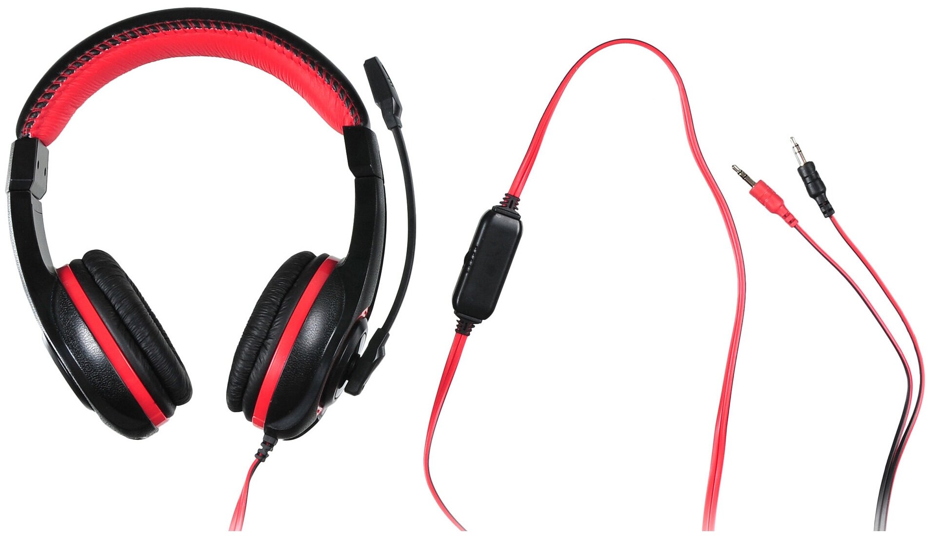 Наушники с микрофоном Oklick HS-L200 черный/красный 2м мониторы (Y-819) - фотография № 4
