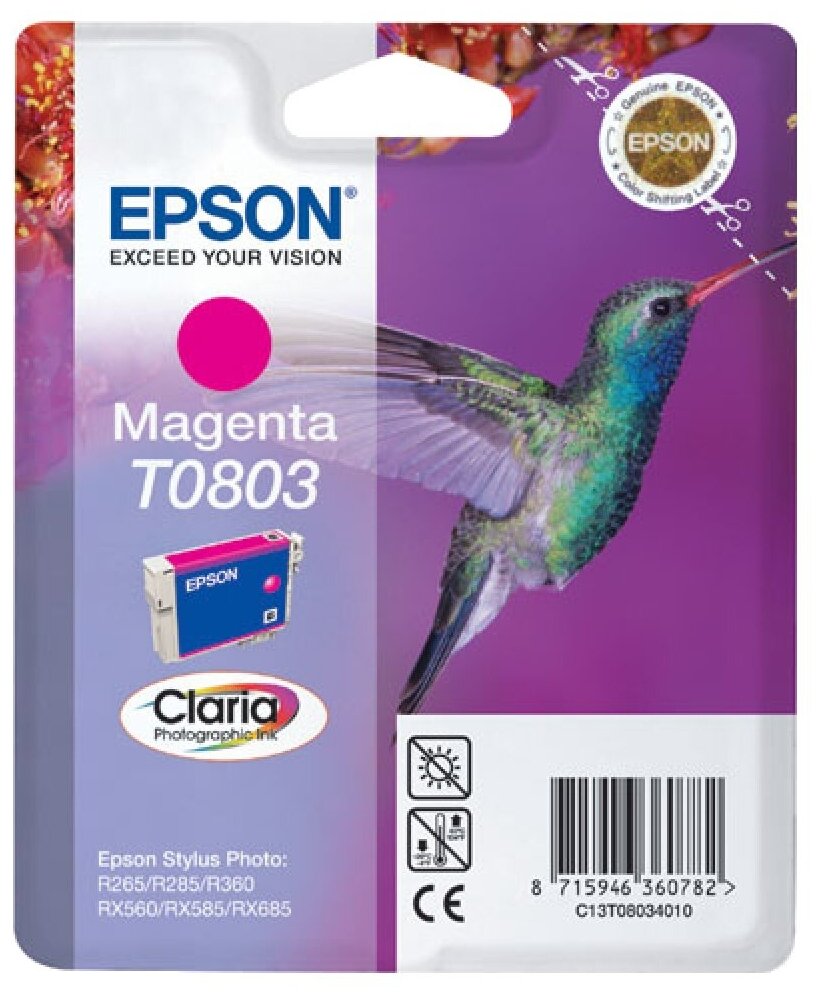 Техническая упаковка Картридж Epson C13T08034011, 620 стр, пурпурный.