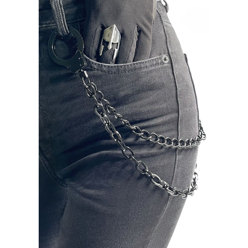 цепь на джинсы цепь с шипами цепь стальная цепь на брюки wallet chain rock chain байкер Комплект украшений, длина 50 см, черный