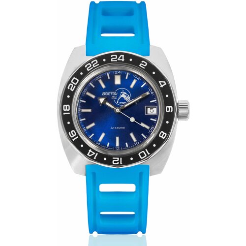 Наручные часы Восток Амфибия, голубой наручные часы восток амфибия механические с автоподзаводом амфибия 17003б resin hh blue голубой