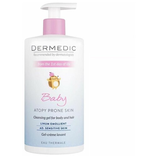 Dermedic Linum emollient Baby Очищающий крем-гель с первого дня жизни 500мл dermedic интенсивное липидовосполняющее масло для детей с 1 дня жизни baby atopy prone skin ultra rich butter 225 г dermedic linum emollient baby