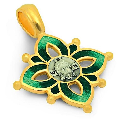 Крестик Деревцов, серебро, 925 проба, золочение, чернение, эмаль