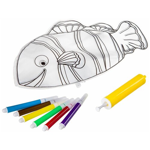 Игрушка для купания Bondibon Рыбка, заводная, надувная, для раскрашивания (ВВ2565)