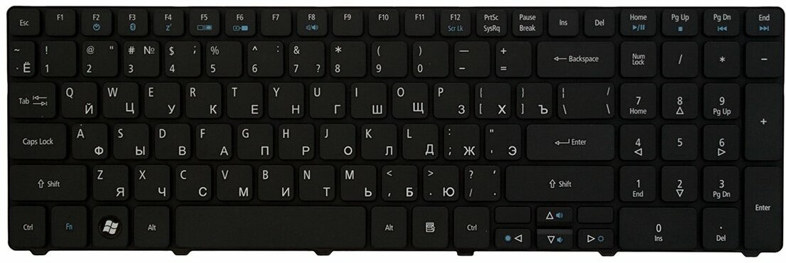 Клавиатура для ноутбука Acer 9Z N7WPW00S Чёрная Матовая