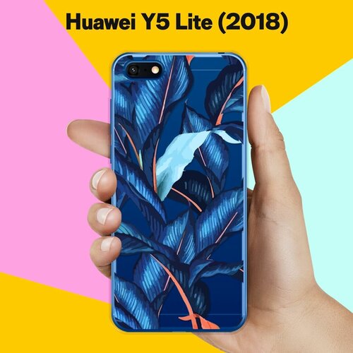 Силиконовый чехол Синие листья на Huawei Y5 Lite (2018) силиконовый чехол на huawei y5 ii хуавей y5 ii синие ирисы прозрачный