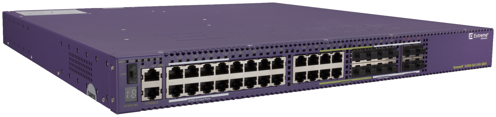 Коммутатор Extreme Networks Summit X460-G2-24t-GE4-Base (16716) 24 10/100/1000BASE-T, 8 100/1000BASE-X неподключенных SFP (4 общих порта SFP), 4 х 1GBASE-X неподключенных SFP