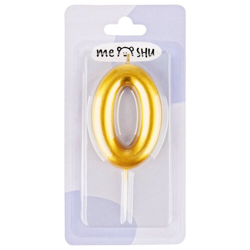 Свеча для торта с держателем MESHU Цифра 0 6см золотая блистер MS_59877 12 уп 1039₽