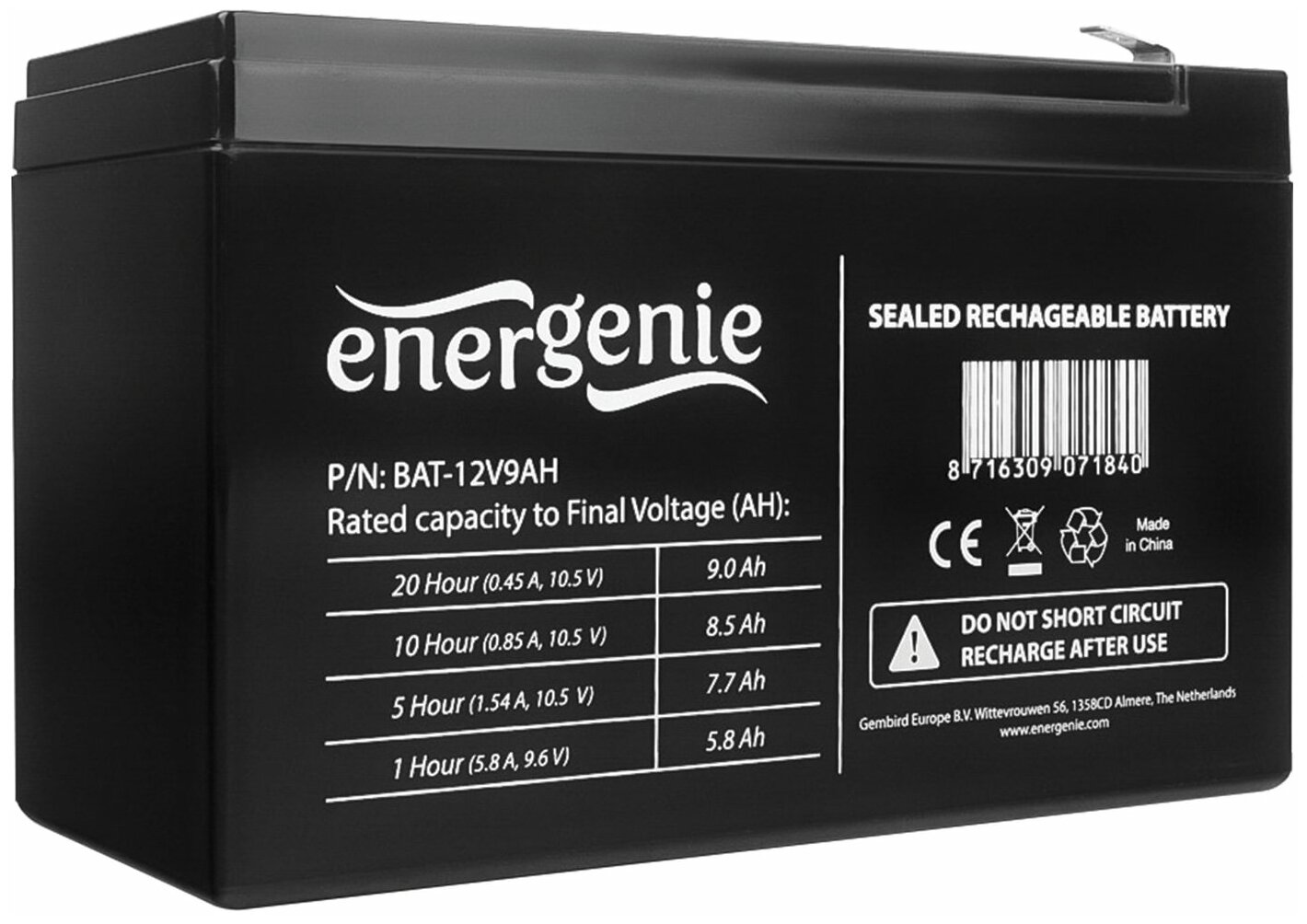 Аккумулятор для ИБП Energenie BAT-12V9AH