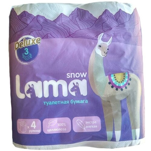 Бумага туалетная 3-слойная Lama, белая, 18м, 4 рул/уп туалетная бумага snow lama белая трёхслойная 4 рул