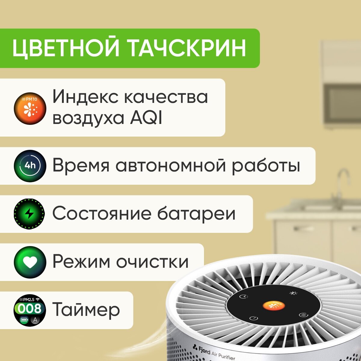 Очиститель воздуха Smartmi Air Purifier P2 / беспроводной / умный дом / Wi-Fi/ LED дисплей / выбор цвета подсветки - фотография № 7