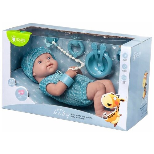 фото Пупс junfa wj-b9975 pure baby 35см в голубом комбинезоне