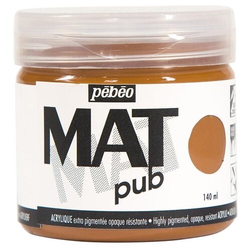 Краска акриловая PEBEO экстра матовая Mat Pub №1, сиена натуральная, 140 мл