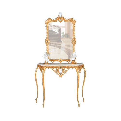 Туалетный столик (консоль) с зеркалом (матовое золото) иран