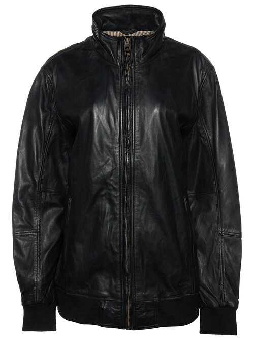 Кожаная куртка GUESS, размер 48/M, черный