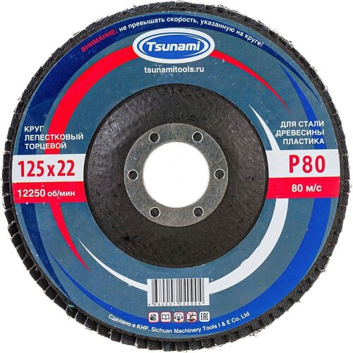 Tsunami КЛТ1 125х22 А80 14А 20/Р80 круг лепестковый D96100000012580