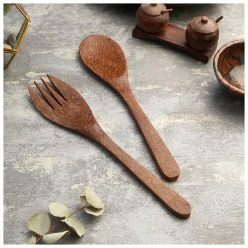 фото Набор вилка и ложка из кокоса "бали" 30 см 5013643 сима-ленд