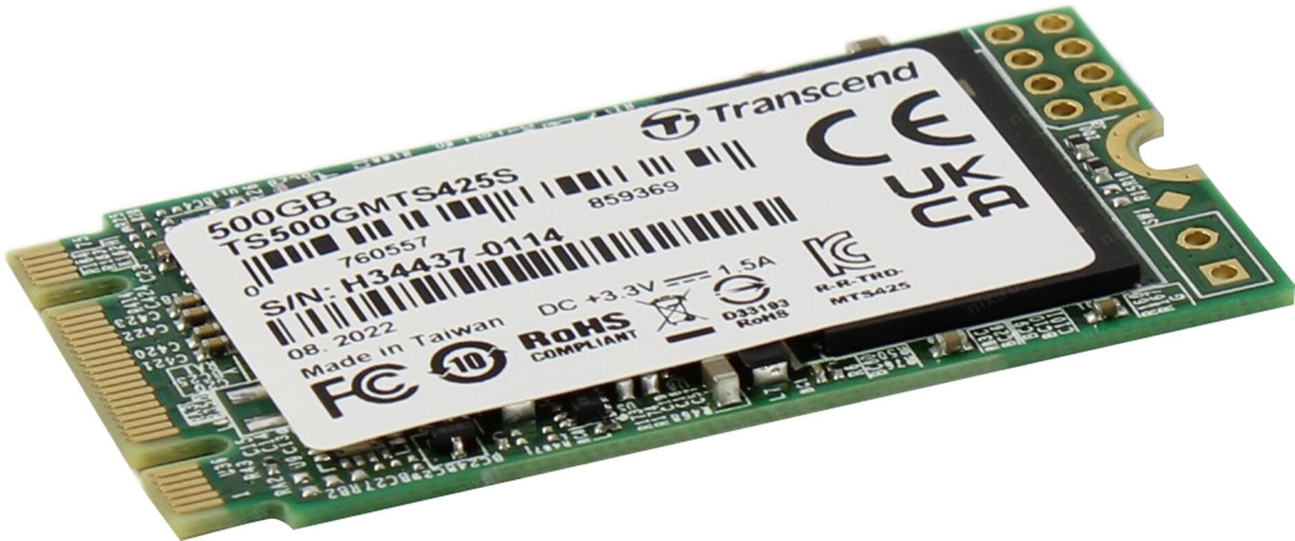 Накопитель Transcend SSD M.2 MTS425 Series 500GB SATA3, 3D NAND, (TS500GMTS425S)