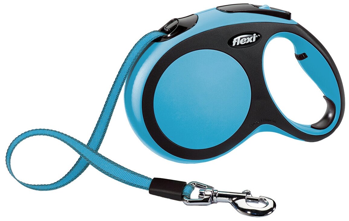 Поводок Flexi для собак, рулетка New Comfort L (до 60 кг) лента 5 м черный/синий (26008)