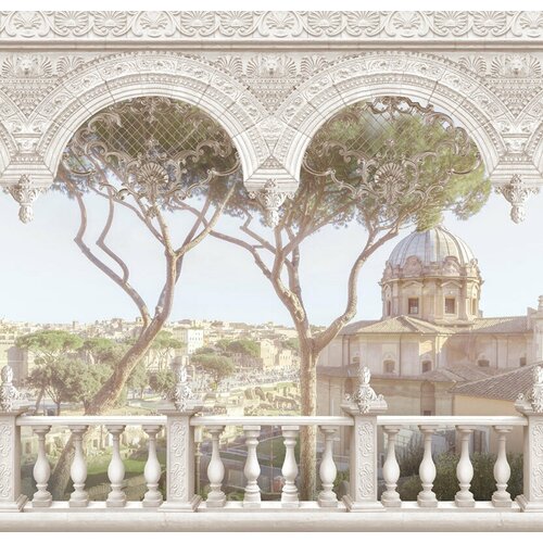 Моющиеся виниловые фотообои GrandPiK Италия. Вид на собор сквозь арку, 250х240 см
