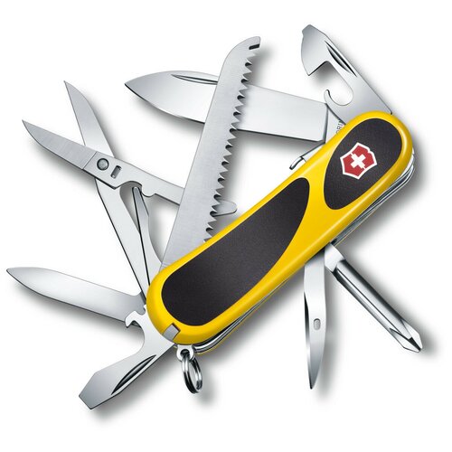 Нож перочинный VICTORINOX EvoGrip S18, 85 мм, 15 функций, с фиксатором, жёлтый с чёрными вставками
