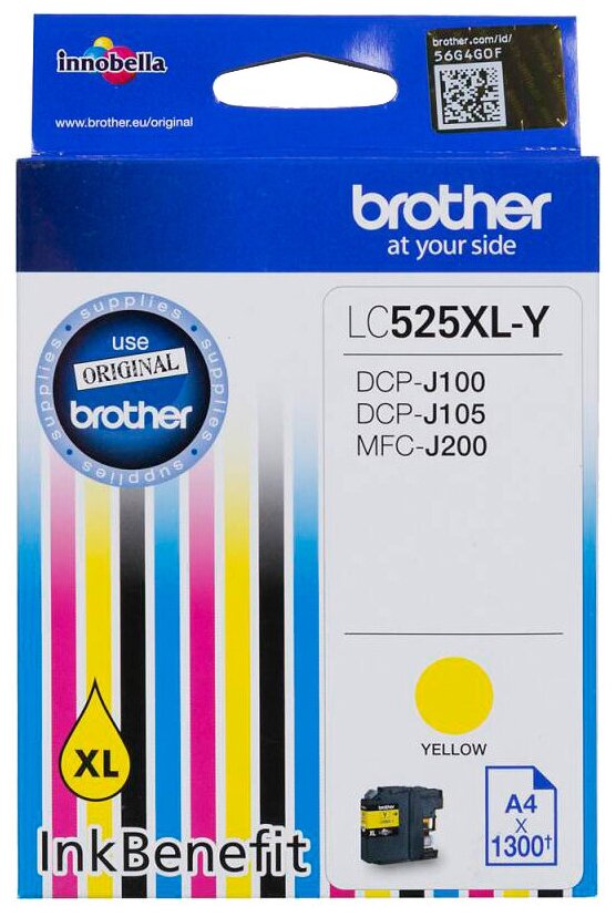 Картридж Brother LC525XLY, 1300 стр, желтый