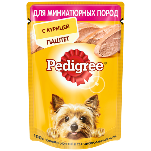 Влажный корм Pedigree для взрослых собак миниатюрных пород, паштет с курицей, 80г х 24шт