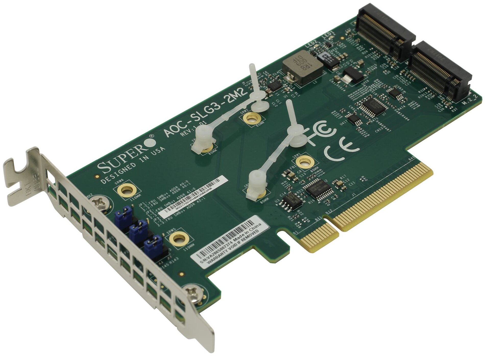 Адаптер Supermicro AOC-SLG3-2M2-O Low Profile, Dual NVMe M.2 SSD PCIe