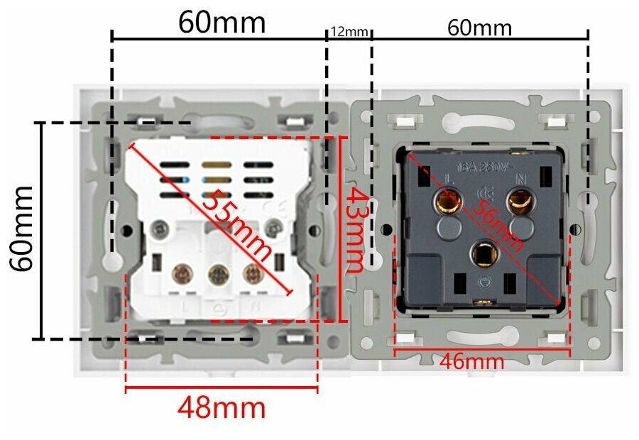 Розетка двойная с 2 USB-портами, 16А 250В, со шторками, рамка закаленное стекло, цвет чёрный - фотография № 14