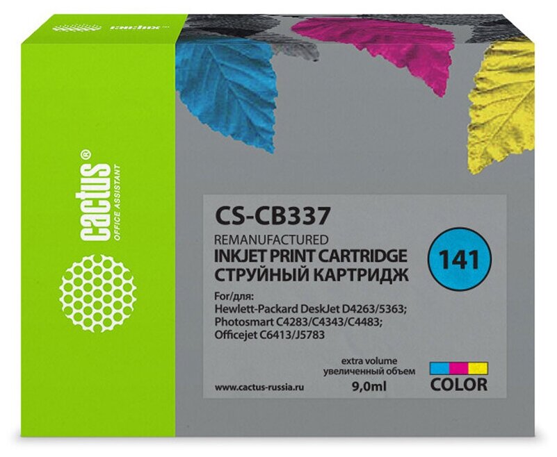 Cartridge ink Cactus CS-CB337 №141 multi color (9ml) for HP DJ D4263/D4363/D5360/DJ J5783/J6413